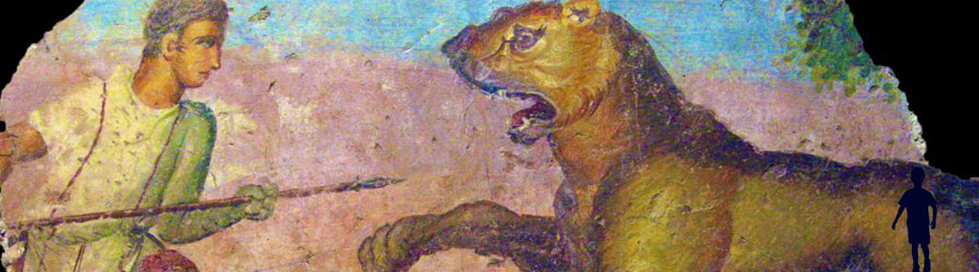 fresque représentant un homme armé d'une pique affrontant un lion pour illustrer l'émancipation comme prise en charge de soi